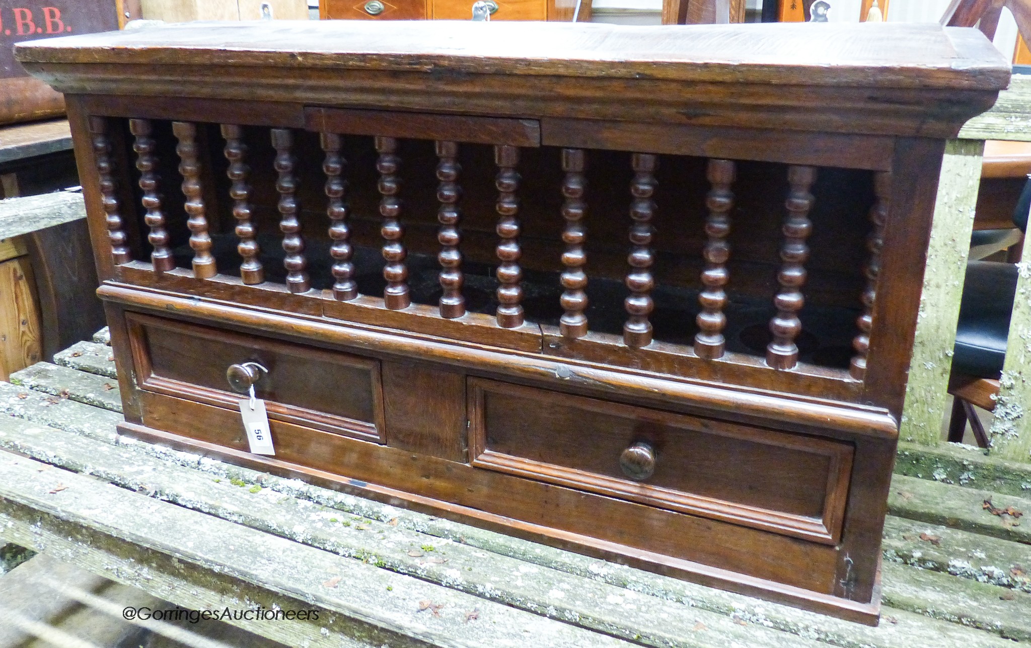 An 18th century and later oak, beech and walnut hanging food cupboard